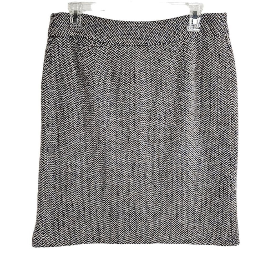 J. CREW Wool Tweed Skirt GRAY & BROWN size 8 Pencil Academia Preppy School Twee